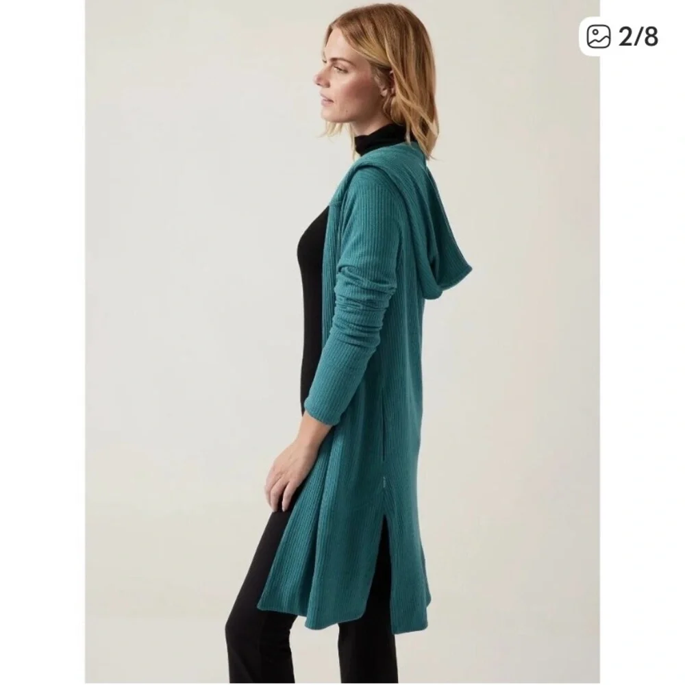 Athleta Teal Ribbed Cardigan - Picture 2 of 8